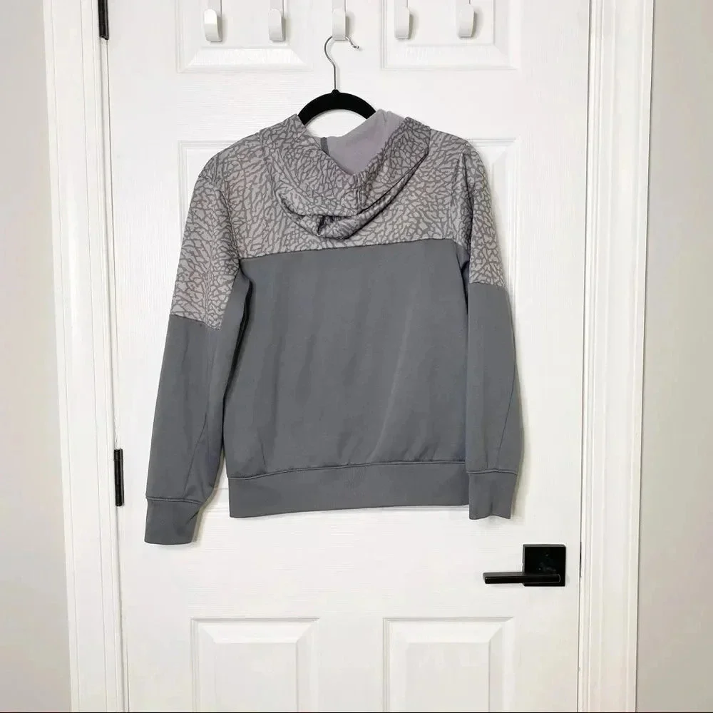 AIR JORDAN Large Youth Gray Orange Therma-Fit‎ Full Zip Hoodie